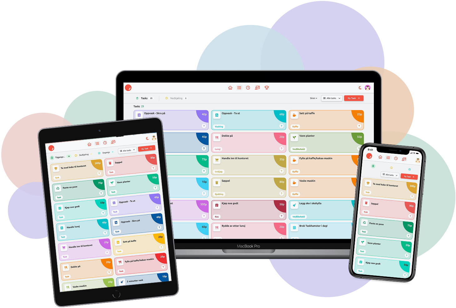 taskhamster app på diverse enheter